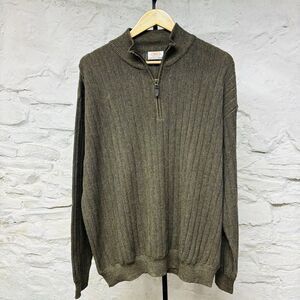 Vintage Neil’s Baby Alpaca Wool 1/4 Quarter Zip Sweater XL Green Made in Peru